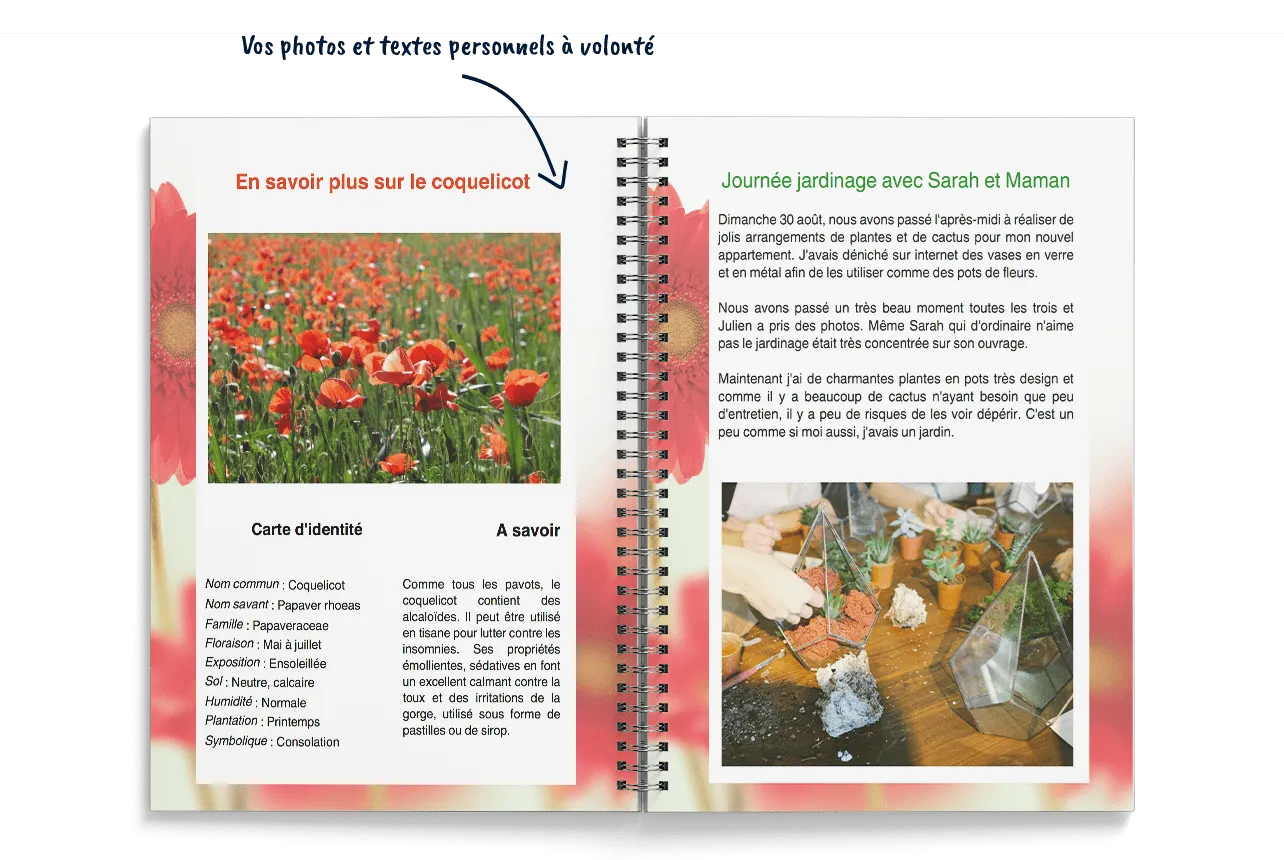 Cahier de jardin - Créez mon livre